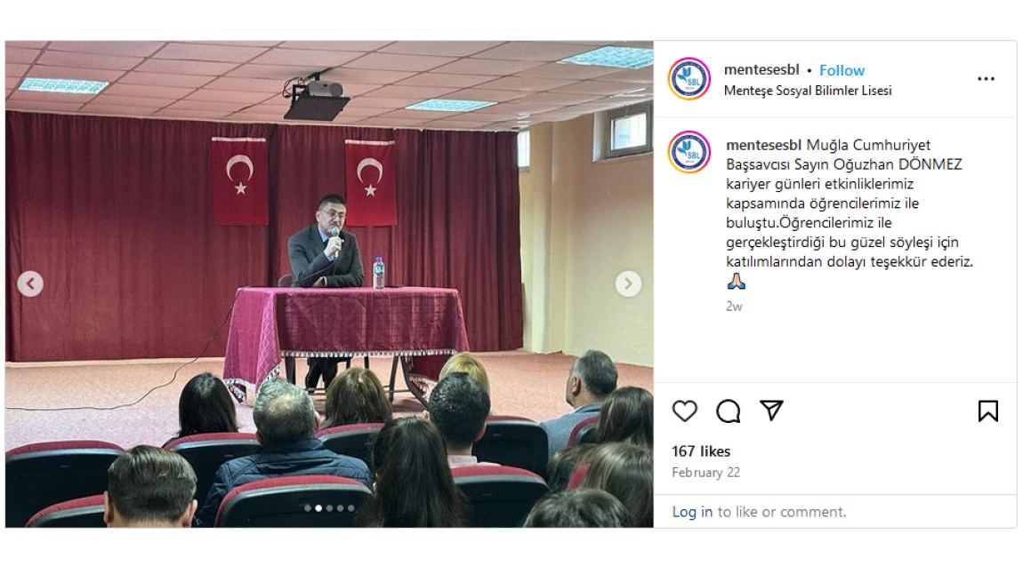 Kariyer günleri etkinlikleri - Muğla Cumhuriyet Başsavcısı Sayın Oğuzhan DÖNMEZ